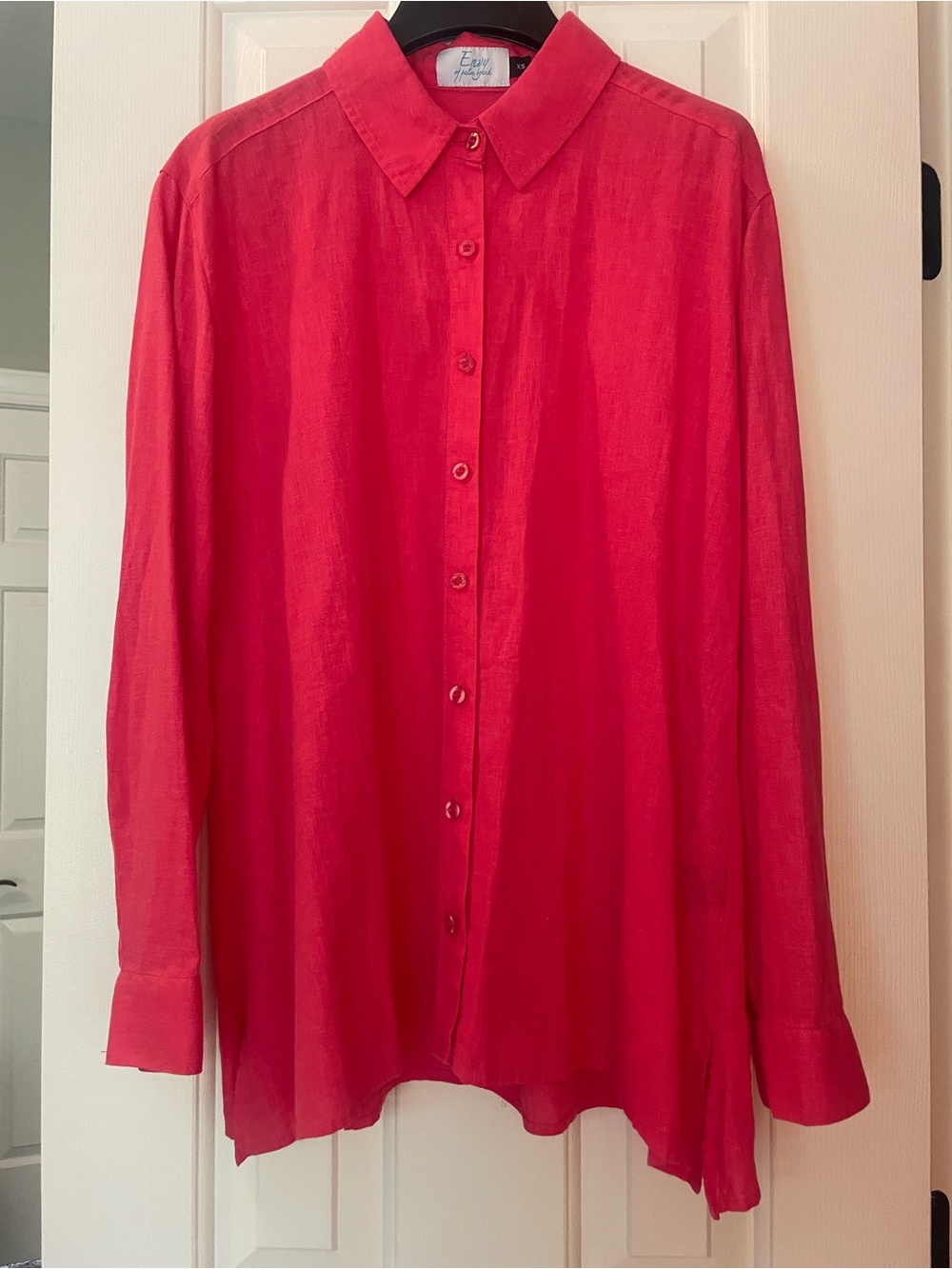 Casual dark pink Linen Button-Down Shirt - Envy Size XS